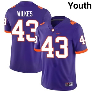 #43 Purple Youth Billy Wilkes Clemson University NCAA College Football Jerseys 900573-968