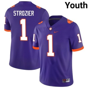 #1 Branden Strozier Youth Purple College Football Game Clemson Tigers Jerseys 925782-444