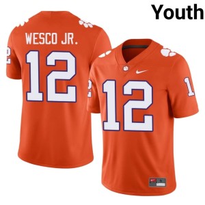 #12 College Football Tigers Orange NCAA Bryant Wesco Jr. Youth Jersey 472842-226