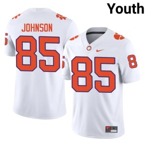 #85 White Clemson National Championship Charlie Johnson College Football Stitched Youth Jersey 270664-719