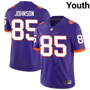 #85 NCAA College Football Charlie Johnson Purple Youth Clemson Tigers Jersey 545906-778