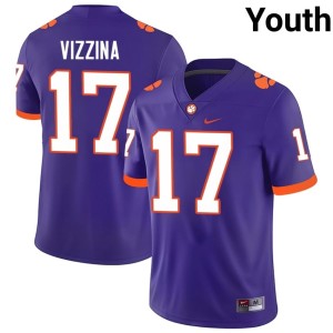 #17 Youth College Football Official Purple Christopher Vizzina CLEM Jersey 836340-862
