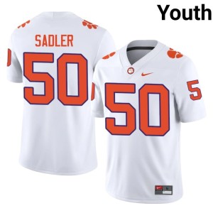 #50 Youth College Football Clemson White Collin Sadler Embroidery Jerseys 931928-625