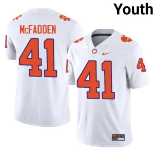 #41 Clemson University Tigers Player White College Football Connor McFadden Youth Jerseys 828877-316
