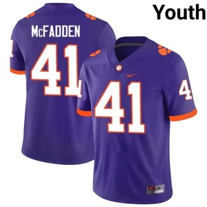 #41 Connor McFadden Youth College Football Clemson Purple Official Jersey 108859-851