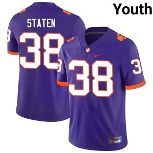 #38 Youth Replica Purple Clemson College Football Dominic Staten Jerseys 695581-794