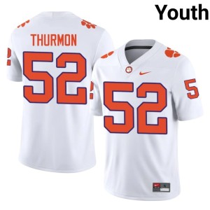 #52 Clemson Tigers Game College Football Elyjah Thurmon White Youth Jerseys 389037-255