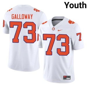 #73 College Football Youth Hayes Galloway Stitched White Clemson Tigers Jerseys 846385-487