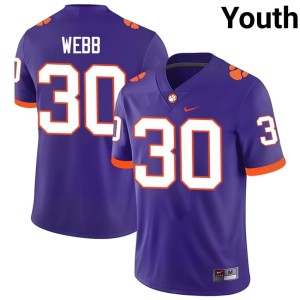 #30 Purple College Football 2026 Kylen Webb Youth Clemson University Tigers Jersey 423411-129