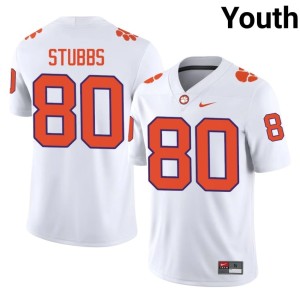 #80 Luke Stubbs Clemson Tigers Youth 2026-27 College Football White Jersey 389106-816