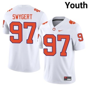 #97 College Football Youth Clemson White Patrick Swygert High School Jersey 126179-130