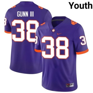#38 Official Robert Gunn III Youth College Football CLEM Purple Jerseys 817174-336