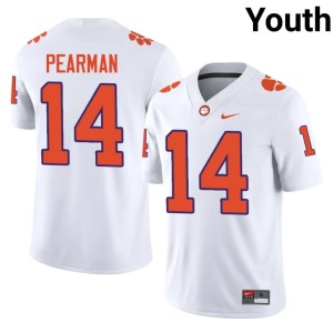 #14 White College Football Trent Pearman Youth Replica Clemson Tigers Jersey 220433-775