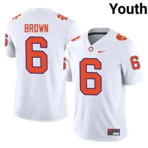 #6 Tyler Brown Embroidery Youth College Football Clemson University Tigers White Jersey 558056-559