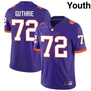 #72 Limited Clemson University Adam Guthrie College Football Youth Purple Jerseys 906744-703