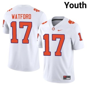 #17 College Football White Ari Watford 2026 Youth Clemson National Championship Jersey 860285-467