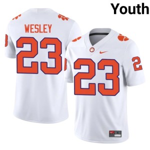 #23 Stitched Youth College Football White C.J. Wesley Clemson National Championship Jerseys 343726-883