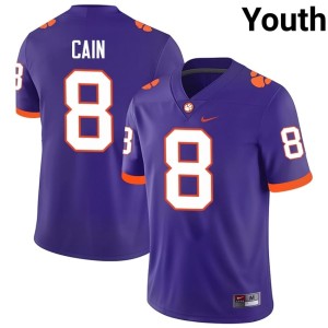 #8 Youth Official Clemson College Football Deon Cain Purple Jerseys 909258-607