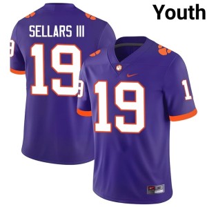 #19 Gordon Sellars III Youth High School College Football Clemson Tigers Purple Jerseys 286380-171