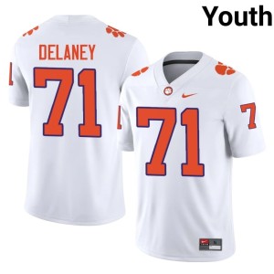 #71 Leo Delaney Tigers White University College Football Youth Jersey 184642-255
