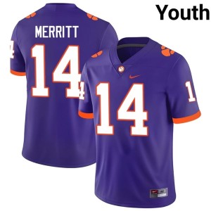 #14 London Merritt Youth Purple College Football CLEM Limited Jerseys 701359-755