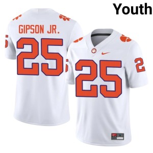#25 Marcell Gipson Jr. White Clemson Tigers Replica College Football Youth Jersey 810983-997