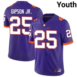 #25 Purple Youth Marcell Gipson Jr. Stitched Tigers College Football Jerseys 868042-540