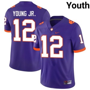 #12 Youth Shavar Young Jr. Clemson University College Football Embroidery Purple Jersey 745578-406