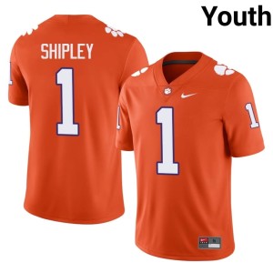 #1 Clemson Will Shipley Replica Youth Orange College Football Jersey 749660-493
